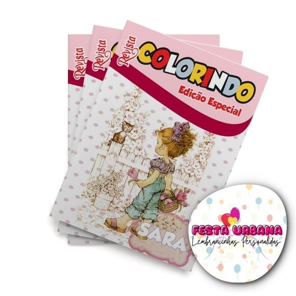 Livrinho para colorir Boneca Sarah Kay Revistinha de colorir Lembrancinha personalizada Festa infantil Atividades para Pintar