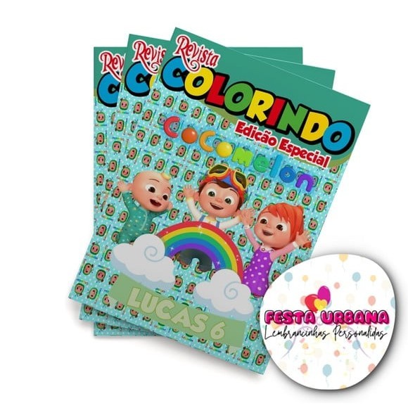 Livrinho para colorir Cocomelon Revistinha de colorir Lembrancinha personalizada Festa infantil Atividades para Pintar