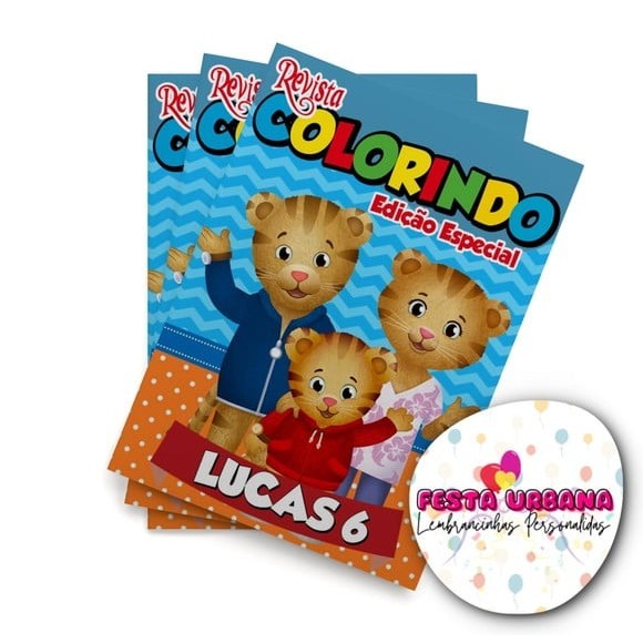 Livrinho para colorir Daniel Tigre Revistinha de colorir Lembrancinha personalizada Festa infantil Atividades para Pintar