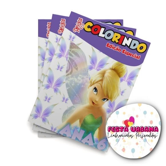 Livrinho para colorir Sininho Tinker Bell Revistinha de colorir Lembrancinha personalizada Festa infantil Atividades para Pintar