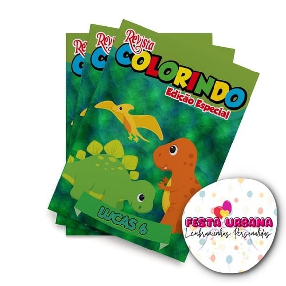 Livrinho para colorir Dinossauro Baby Cute Revistinha de colorir Lembrancinha personalizada Festa infantil Atividades para Pintar