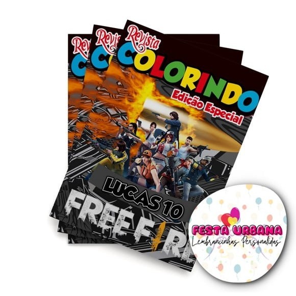 Livrinho para colorir Free Fire Revistinha de colorir Lembrancinha personalizada Festa infantil Atividades para Pintar