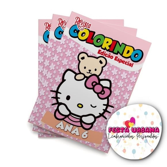 Livrinho para colorir Hello Kitty Revistinha de colorir Lembrancinha personalizada Festa infantil Atividades para Pintar