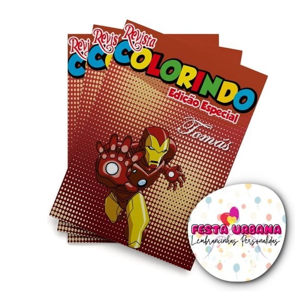 Livrinho para colorir Homem de Ferro Revistinha de colorir Lembrancinha personalizada Festa infantil Atividades para Pintar