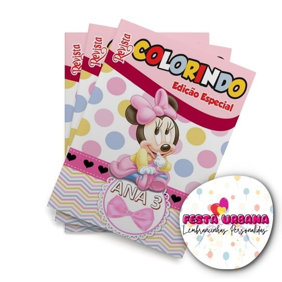 Livrinho para colorir Minnie Rosa Baby Revistinha de colorir Lembrancinha personalizada Festa infantil Atividades para Pintar