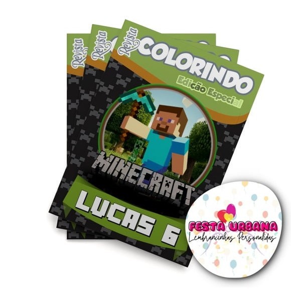 Livrinho para colorir Minecraft Revistinha de colorir Lembrancinha personalizada Festa infantil Atividades para Pintar