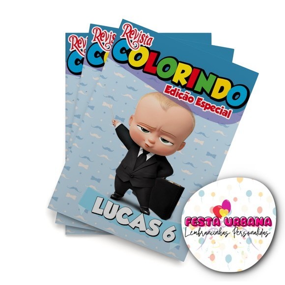 Livro de Colorir O Poderoso Chefinho | Kit Colorir com Giz | Lembrancinha Festa Infantil