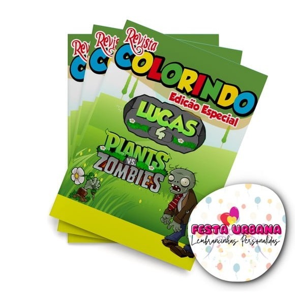 Livrinho para colorir Plants Vs Zombies Revistinha de colorir Lembrancinha personalizada Festa infantil Atividades para Pintar