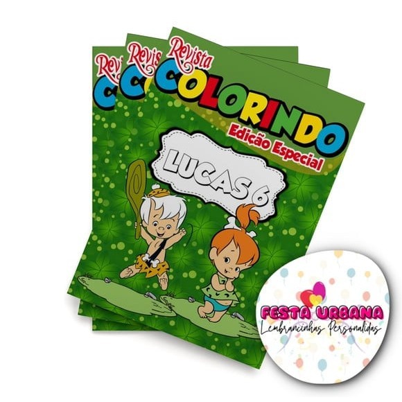 Livrinho para colorir Bambam e Pedrita Revistinha de colorir Lembrancinha personalizada Festa infantil Atividades para Pintar