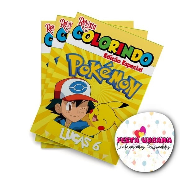 Livrinho para colorir Pokémon Revistinha de colorir Lembrancinha personalizada Festa infantil Atividades para Pintar