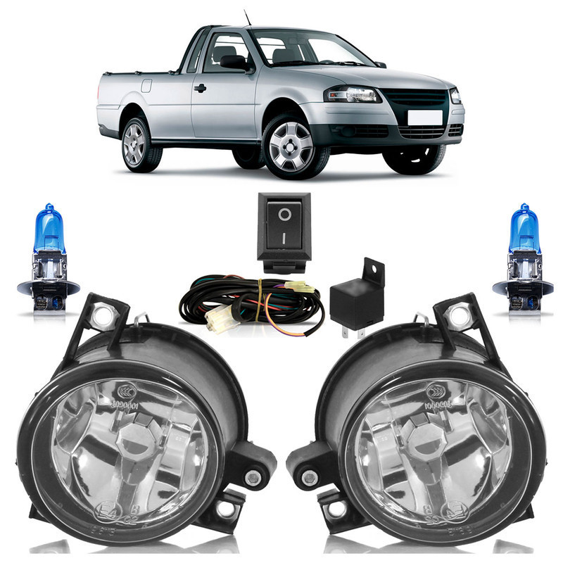 Kit Farol Milha Auxiliar Completo + Par Lâmpada H3 Saveiro 2006 2007 2008 2009 2010 2011 - Spare Parts and Accessories for Vehicles