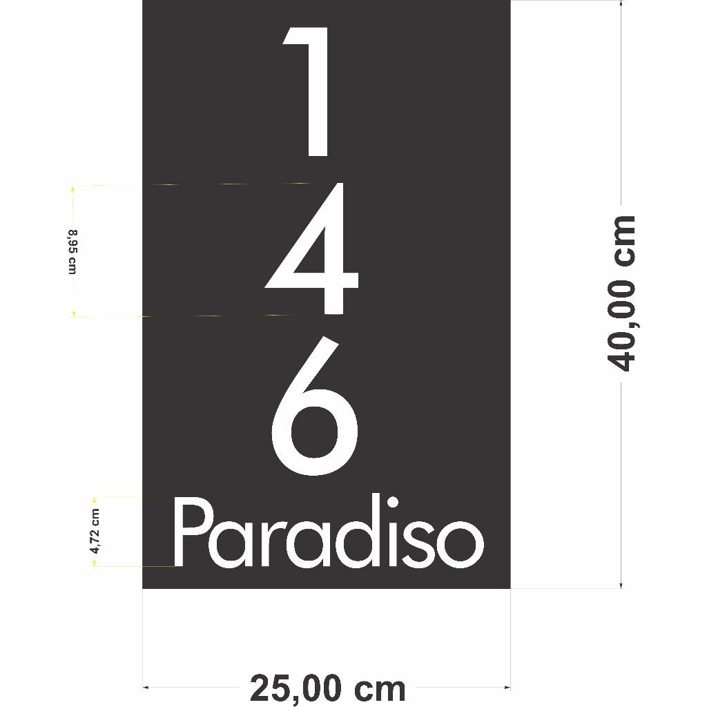 Placa em ACM Personalizada 40X25CM com números e endereço para Casa, Prédio, Edifício e Condomínio.