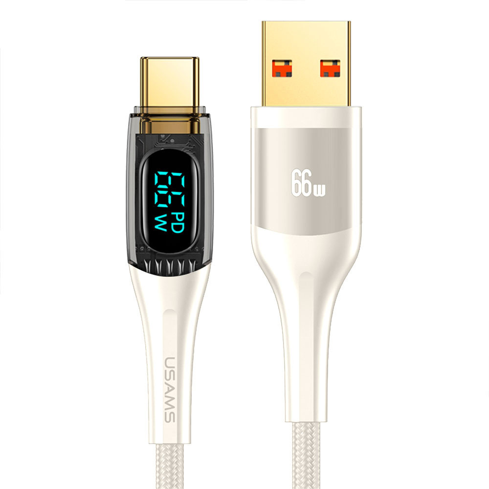 Cabo Usb Usams Usb A para Tipo C 6A Macho 1.2 Metro Bege