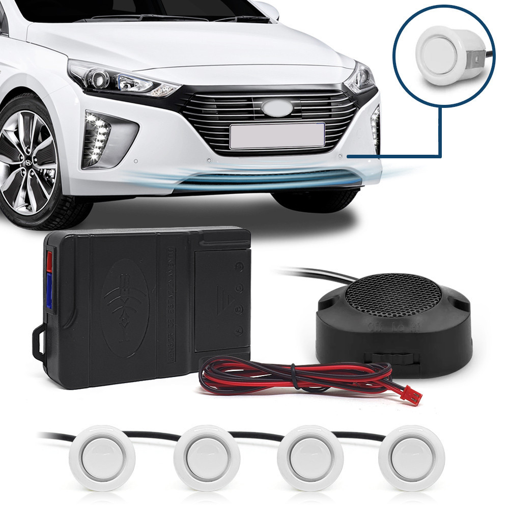 Kit Sensores Dianteiros Branco Montana 2009 2010 2011 2012 2013 2014 Estacionamento Frontal Frente Aviso Sonoro