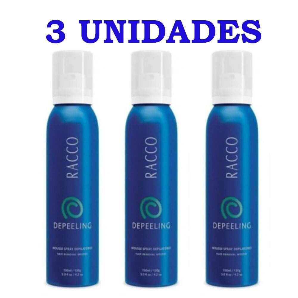 Kit Com 03 Mousse Spray Depilatório Depeeling Racco 150ml em Oferta na Shopee