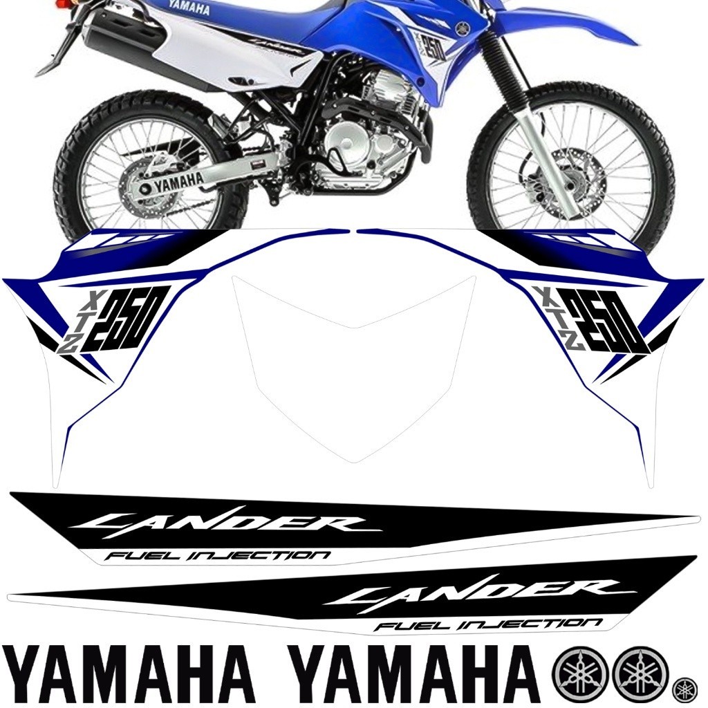 Kit Adesivo Lander 250 2015 Azul Moto Autocolante Faixa Jogo