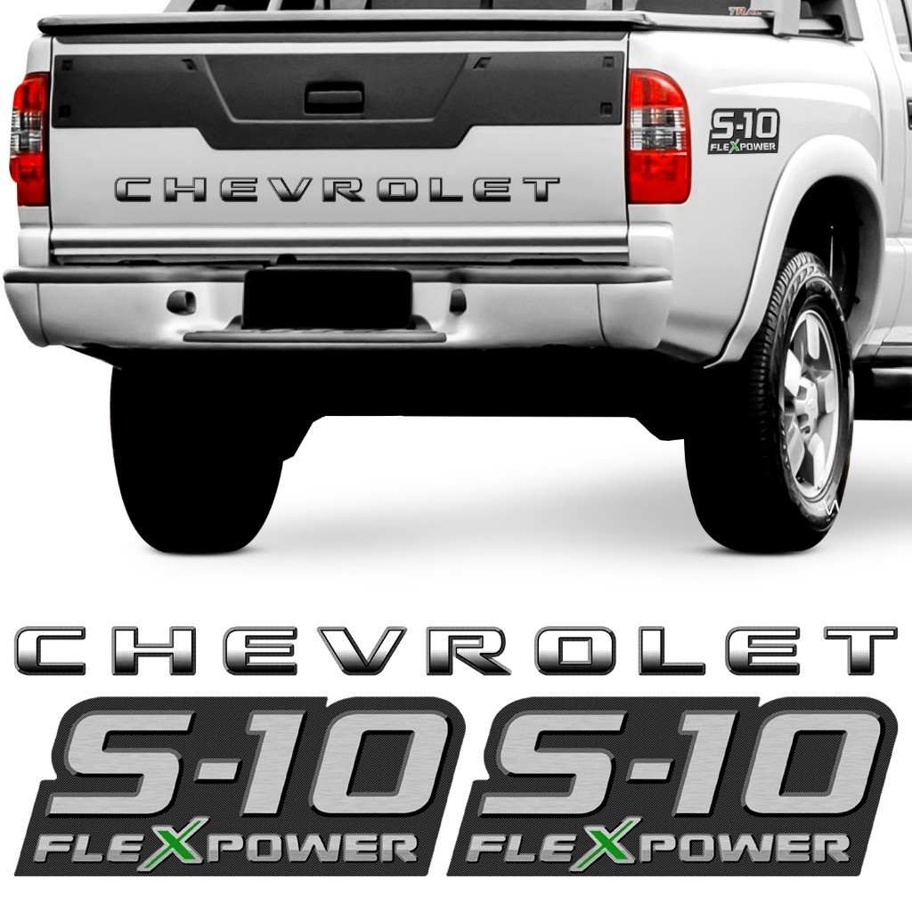 Kit Adesivo S10 S-10 Flexpower 2009 2010 2011 Verde + Faixa Tampa Traseira Autocolante Preto