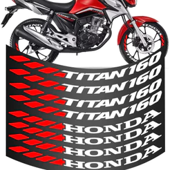 Kit 8 Adesivo Autocolante Vinil De Roda Titan 160 Grande Moto Colante Jogo