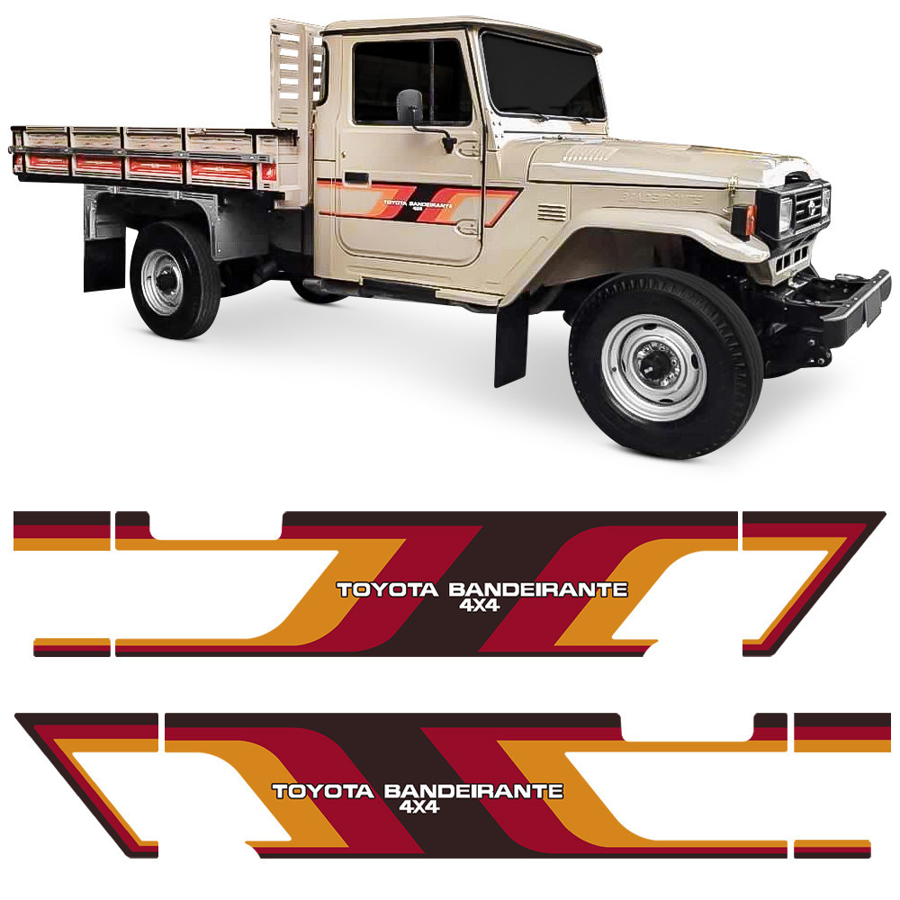 Kit 2 Adesivo Autocolante Faixa Lateral Bandeirante 4wd Sem Carroceria Cores Awd