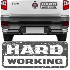 Adesivo Hard Working Tampa Traseira Strada 18 19 2018 2019 Colante Sticker Grafite