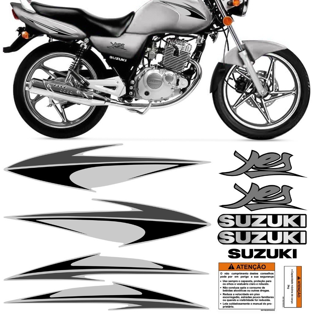 Kit Adesivo Moto Autocolante Yes 125 2008 Prata Faixa Etiqueta