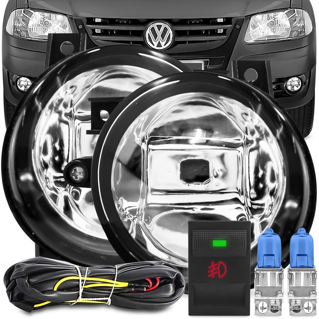 Kit Farol de Milha Gol Parati Saveiro G4 2006 A 2014 Auxiliar Neblina + Botão Original