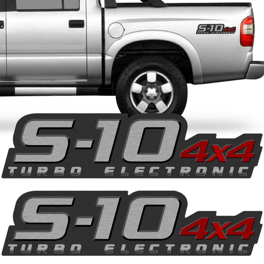 Par Adesivo Lateral S10 S-10 4x4 Turbo Electronic 2009 2010 2011 Emblema Faixa Vermelho