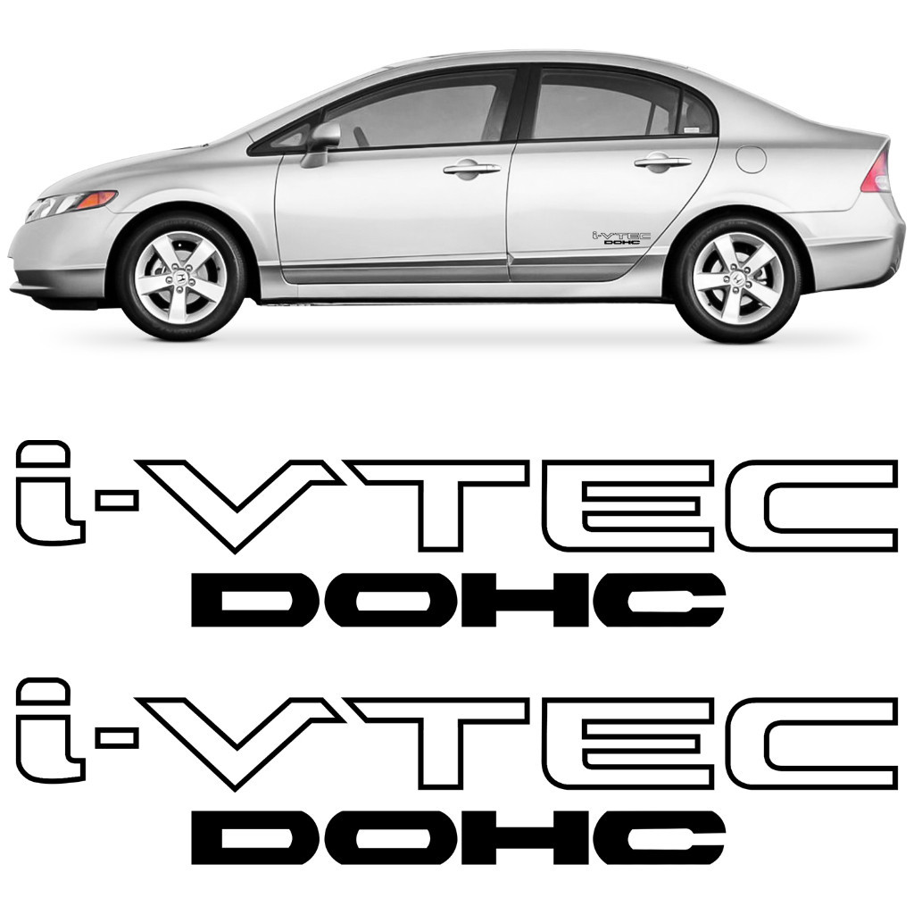 Par Adesivo Porta Carro Autocolante New Civic I-vtec Dohc Preto Ivtec em Oferta na Shopee