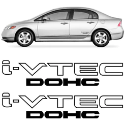 Par Adesivo Porta Carro Autocolante New Civic I-vtec Dohc Preto Ivtec