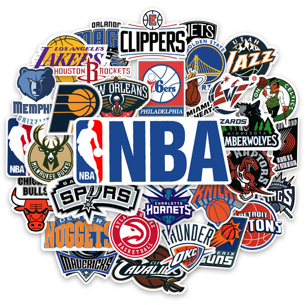 30 Adesivos Times Basquete Basquetebol Basketball Variados Para Carro Moto Capacete Skate Caderno Notebook Colante