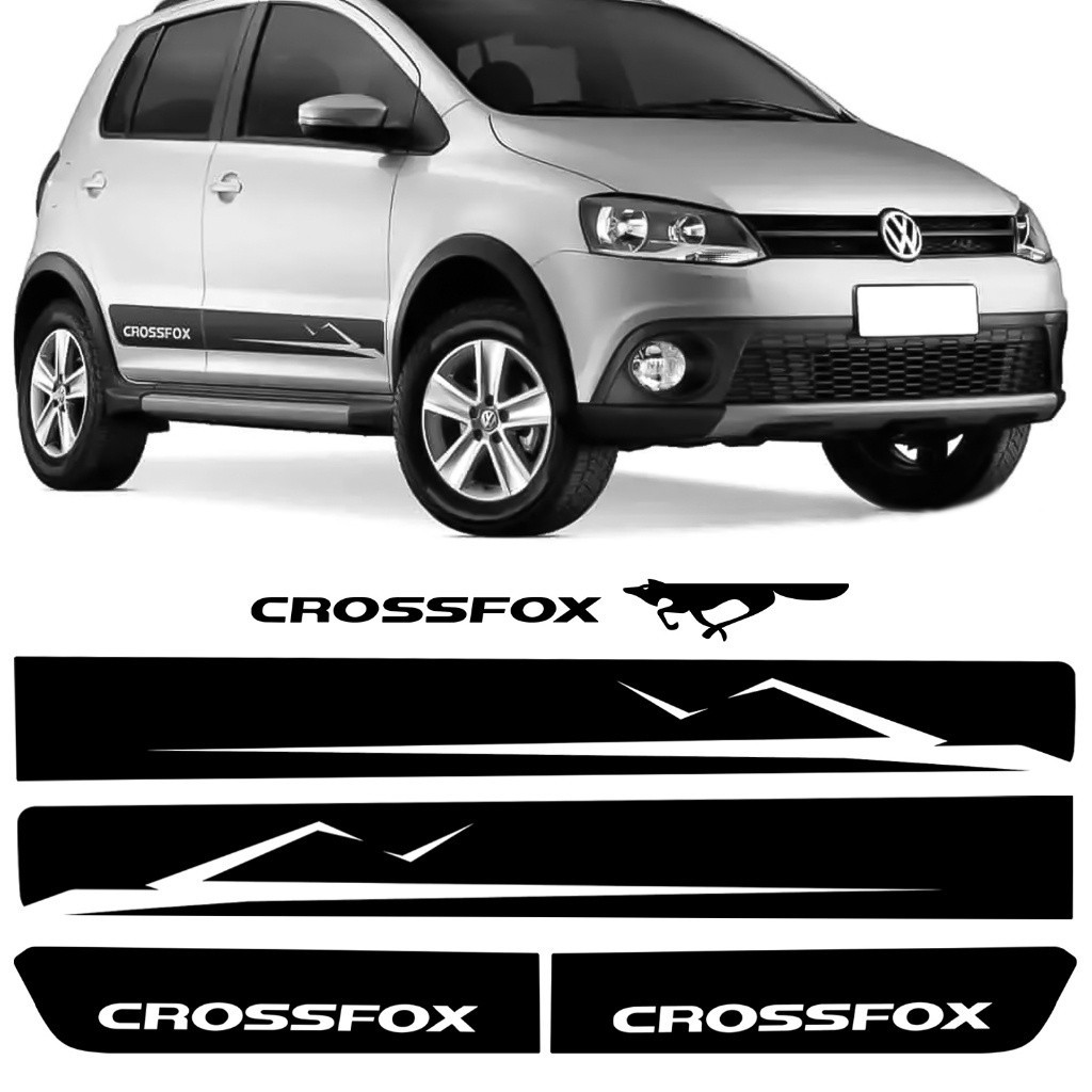 Kit Adesivo Autocolante Crossfox 2010 2011 Faixa Lateral Porta Cross Fox Preto Jogo