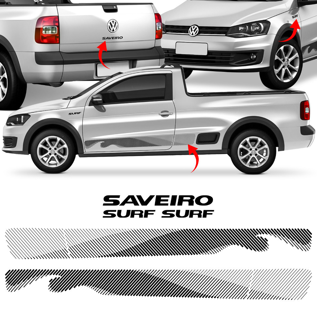 Kit Adesivo Autocolante Saveiro Surf G6 2015 2016 Faixa Lateral + Paralama + Tampa Traseira
