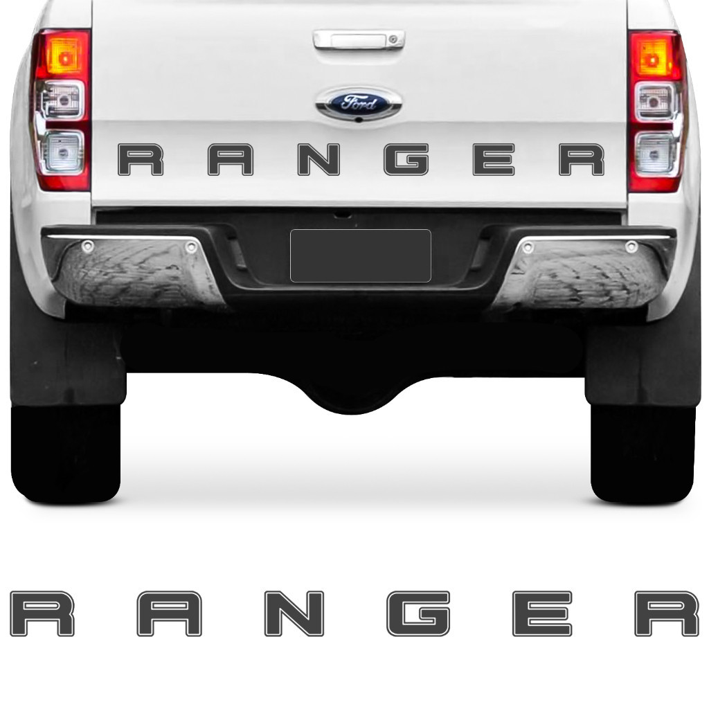 Adesivo Faixa Tampa Traseira Ford Ranger 2012 2013 2014 2015 2016 2017 2018 2019 2020 Cinza