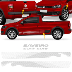 Kit Adesivo Autocolante Saveiro Surf G6 2015 2016 Faixa Lateral Paralama Tampa Traseira Prata