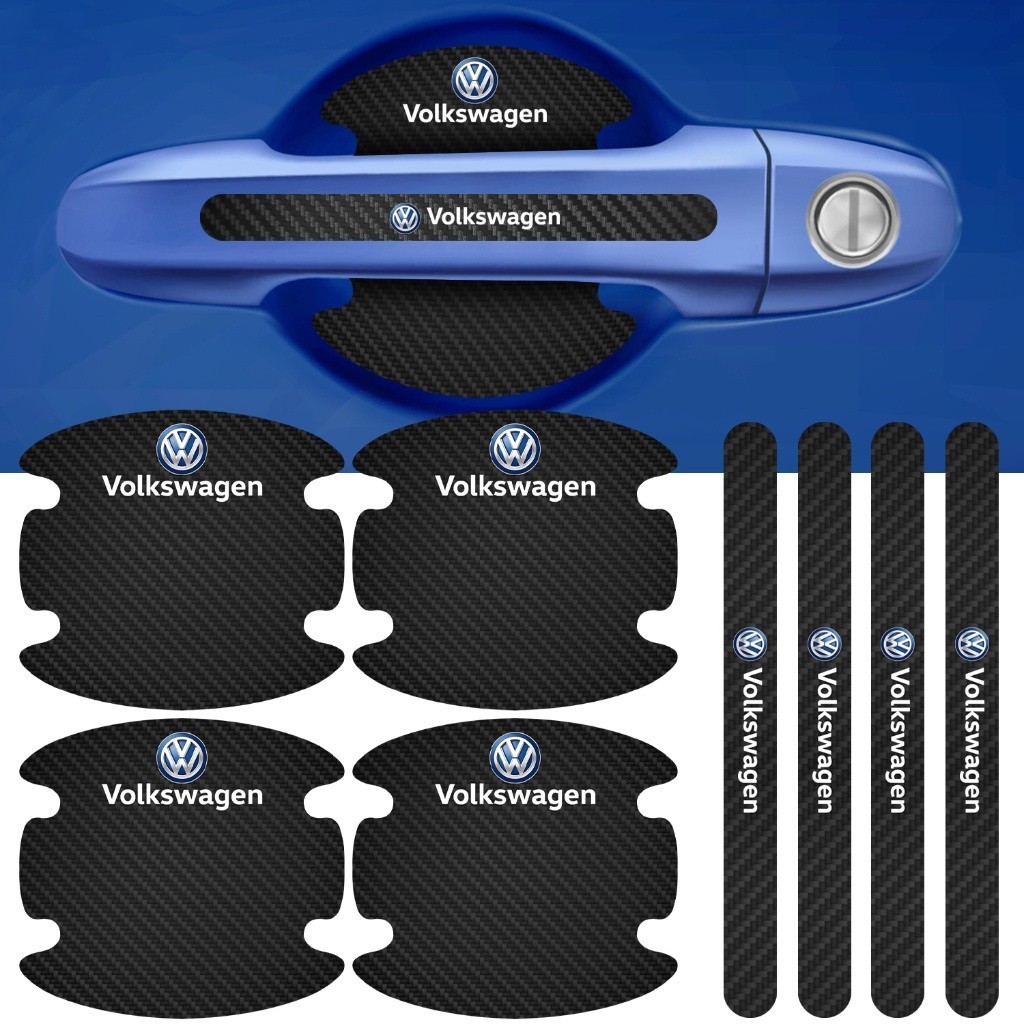 Kit 8 Peças Adesivo Autocolante Protetor Maçaneta Compatível Com Volkswagen Vw Carro Anti Arranhões