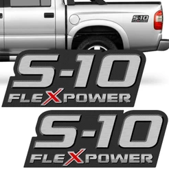 Kit 2 Adesivos Lateral S-10 Flexpower 2009 2010 2011 Emblema Faixa