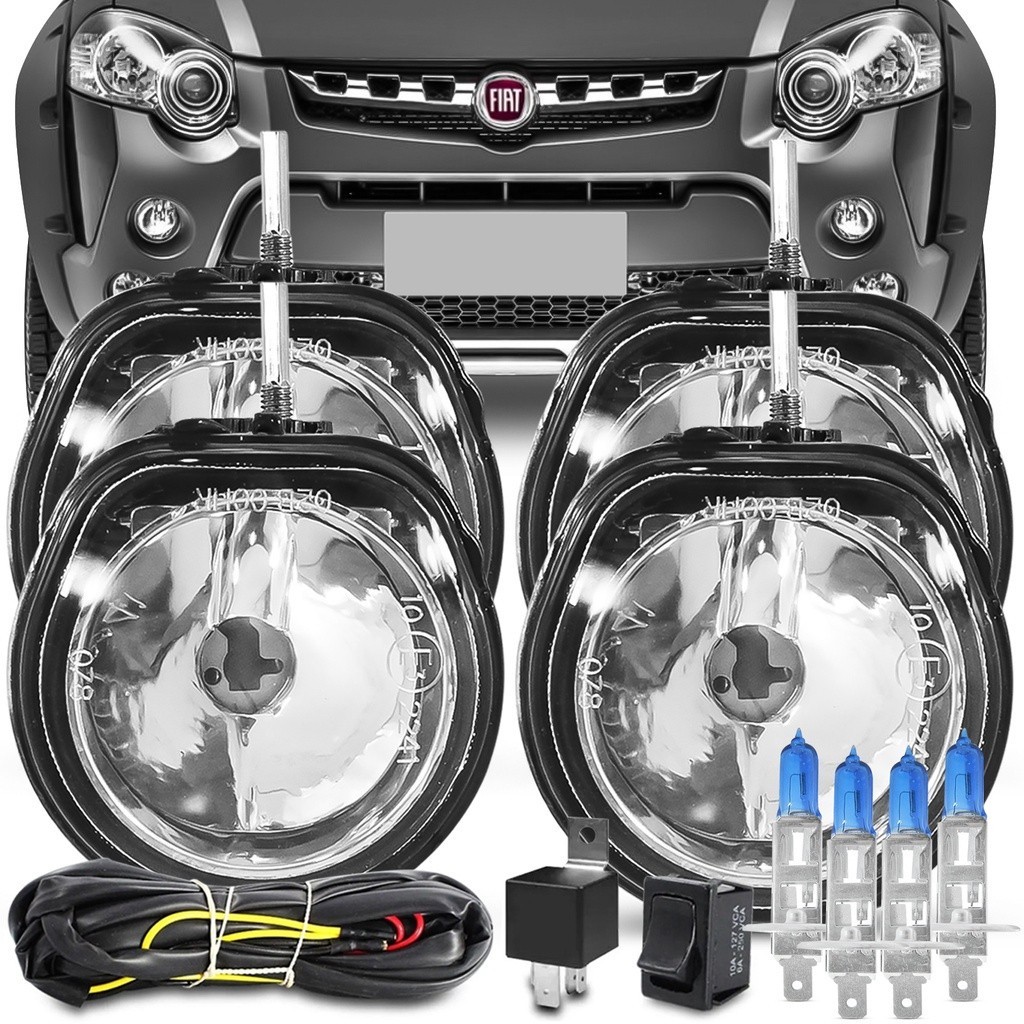 Kit Farol de Milha Palio Strada Locker Adventure 2011 A 2017 Auxiliar Neblina