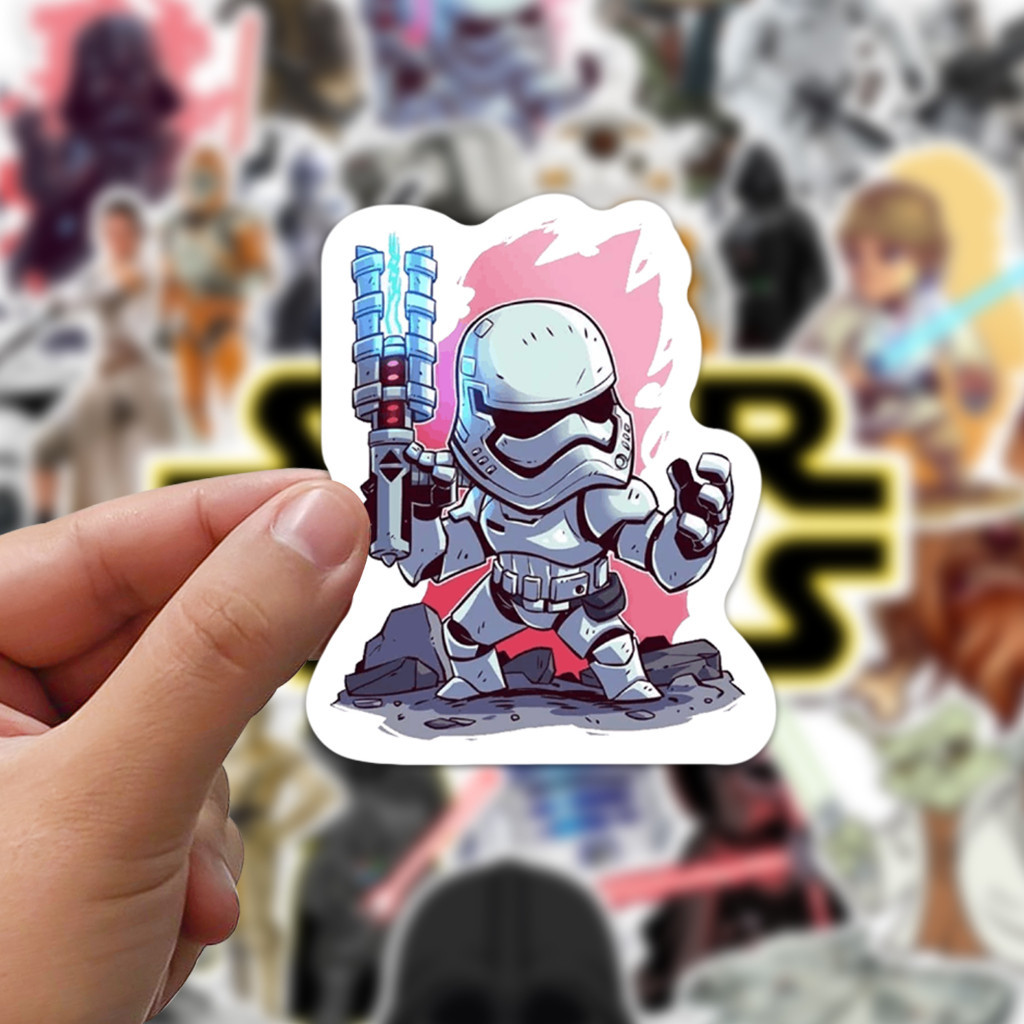 Kit 30 Adesivos Star Wars Darth Vader Yoda Stormtrooper Chewbacca Han Solo Boba Fett Cartela Stickers Caderno Notebook Skate · foto 2