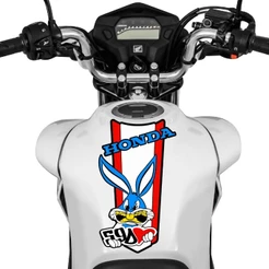 Adesivo Tanque de Moto Honda 59D Coração Coelho Azul e Vermelho Decorativo Sticker