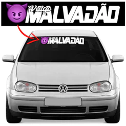 Adesivo Vulgo Malvadão Parabrisa Vidro Dianteiro Carro Faixa Testeira Emoji Malvado Mal