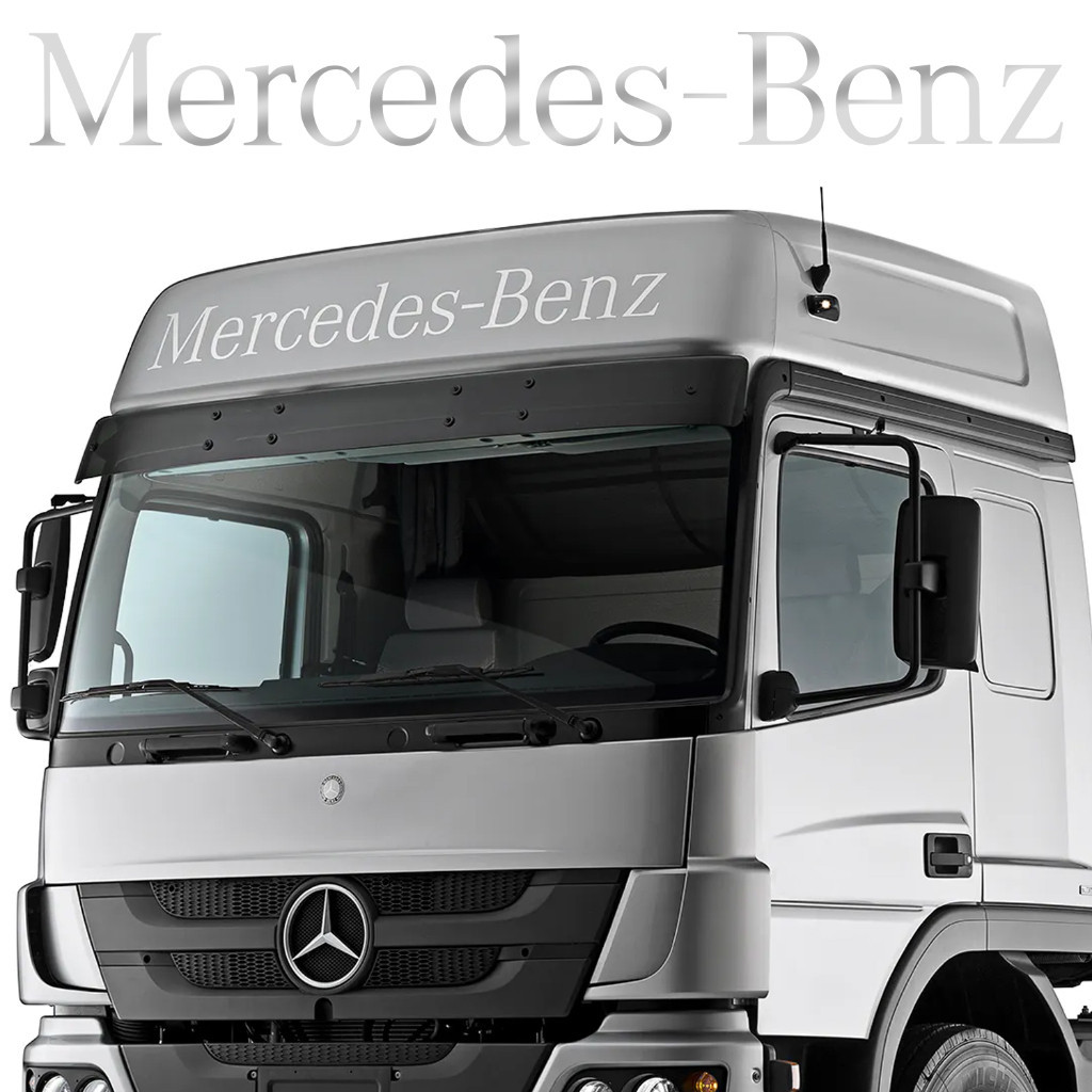 Adesivo Faixa Caminhão Compatível Com Mercedes Benz Testeira Quebra Sol Cromado