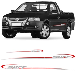 Kit 3 Adesivos Faixa Lateral Saveiro Parati G4 Surf 2006 07 08 09 10 11 2012 Prata E Vermelho