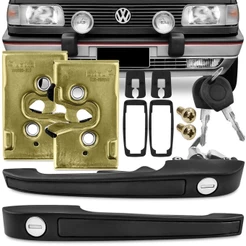 Kit Maçaneta Gol Voyage Parati Saveiro Quadrado 1987 A 1996 Friso Preto Fechadura Mecanica Porta