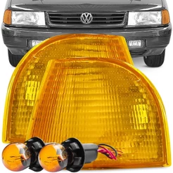 Kit Lanterna Diant Pisca Santana Quantum 1991 A 1995 Ambar + Soquete Lampada 2 Polos Meia Luz na Seta Conjugado