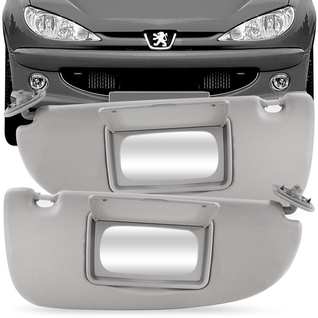 Quebra Sol Peugeot 206 207 2001 A 2014 Cinza Com Espelho