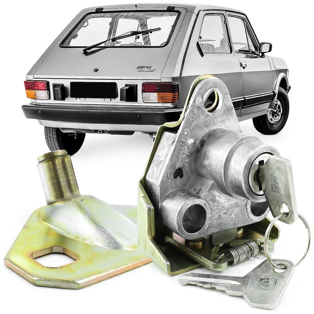 Kit Fechadura do Porta Malas Tampa Traseira + Batente Fiat 147 1976 A 1987 Com Chave