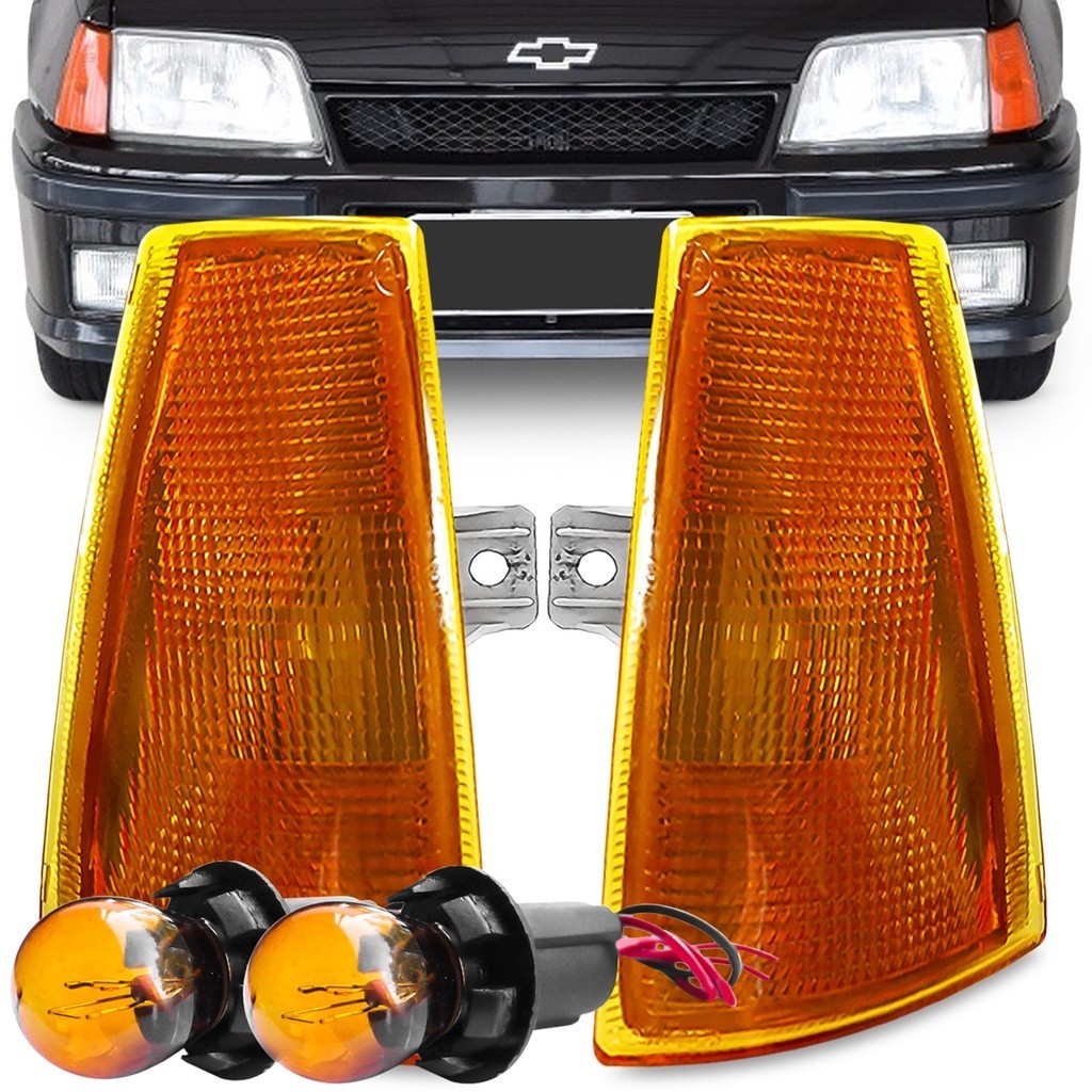 Kit Lanterna Diant Pisca Kadett Ipanema 1989 A 1998 Ambar + Soquete Lampada 2 Polos Meia Luz na Seta Conjugado
