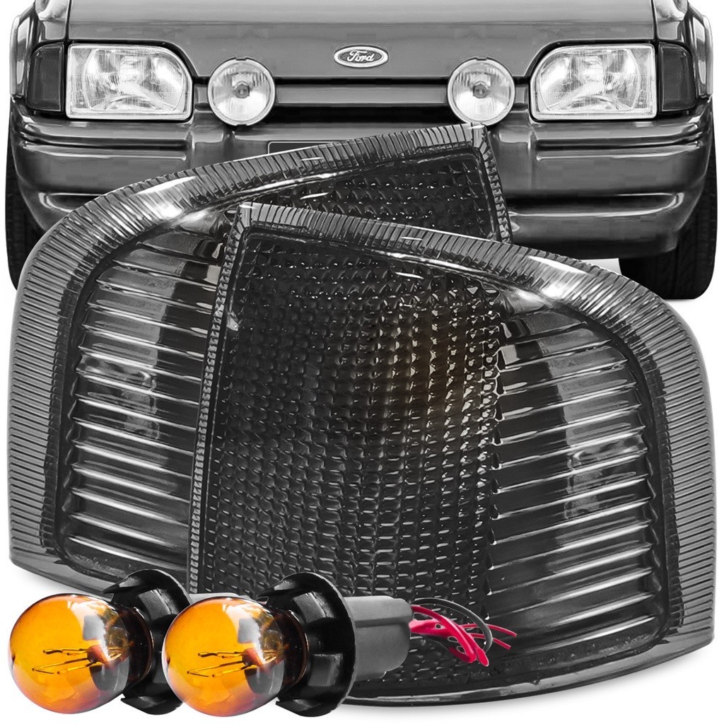 Kit Lanterna Diant Pisca Escort Verona Apollo 1987 A 1992 Fume + Soquete Lampada 2 Polos Meia Luz na Seta Conjugado