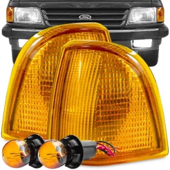 Kit Lanterna Pisca Del Rey Corcel 2 Belina Pampa 1985 A 1992 Ambar + Soquete Lampada 2 Polos Meia Luz na Seta Conjugado