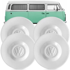 Jogo Calota Central Roda Kombi 1980 A 2018 Perua Plastico Branca 4 Peças